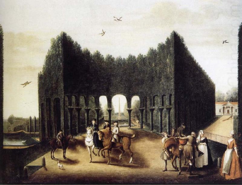 Hartwell House,Topiary arcades framing a vista to the obelisk, unknow artist